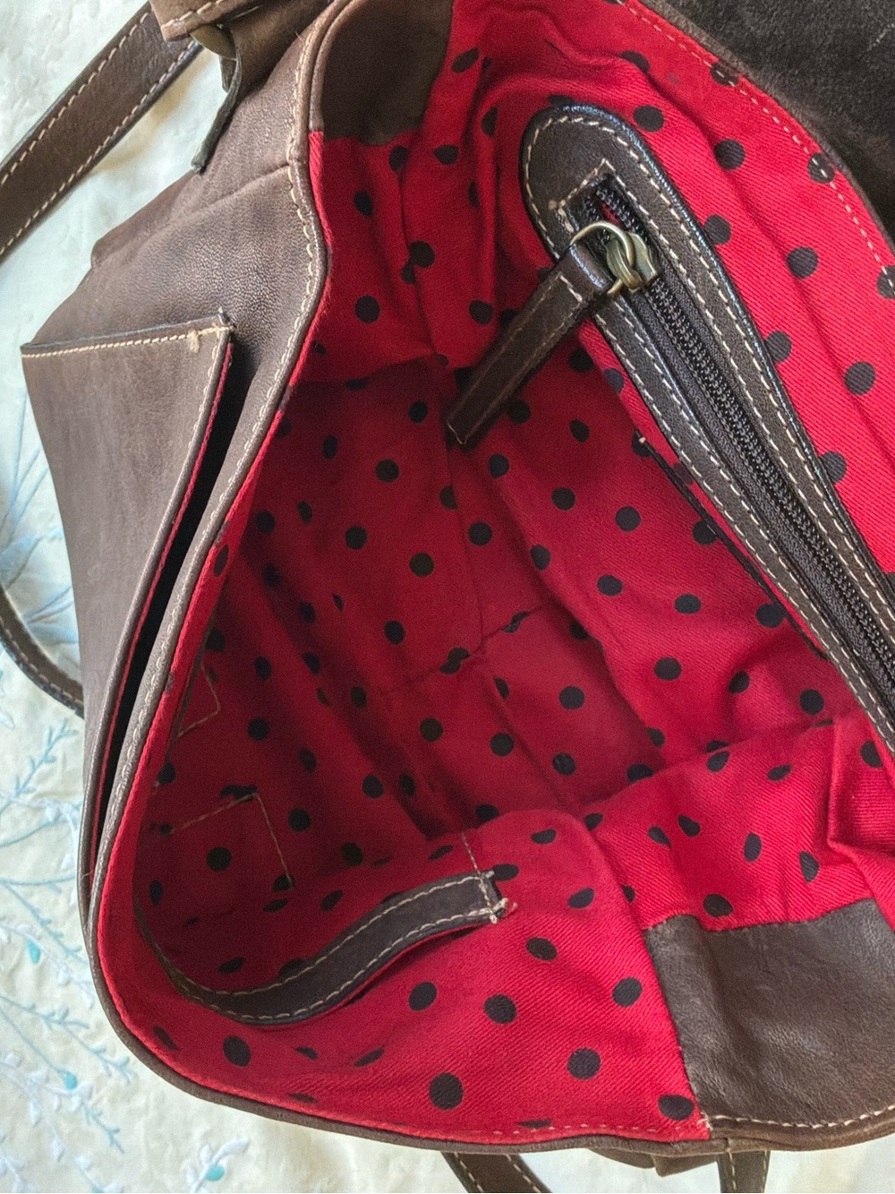 Brown Studded Leather Messenger Bag - Picture 8 of 10